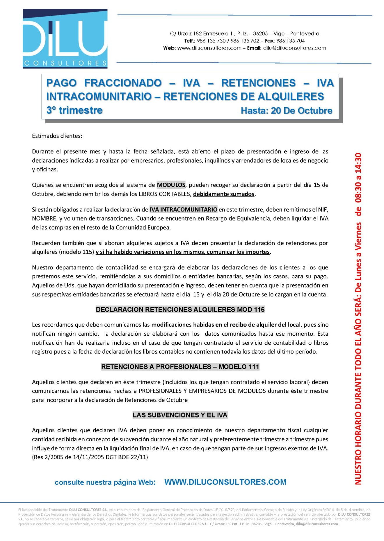 #AVISO DECLARACIONES 3 TRIMESTRE